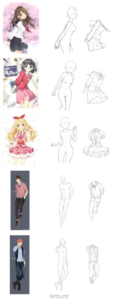 学员作业:在线学二次元日式插画漫画只动漫人物衣服绘制方法训练