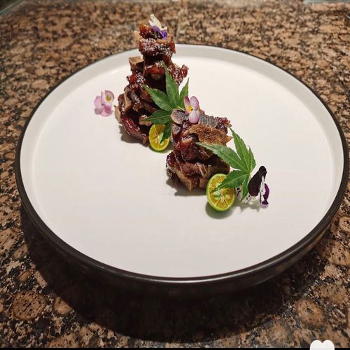 中餐大董冷菜意境菜融合菜圆盘会所牛排盘家用平盘个性沙拉西餐盘