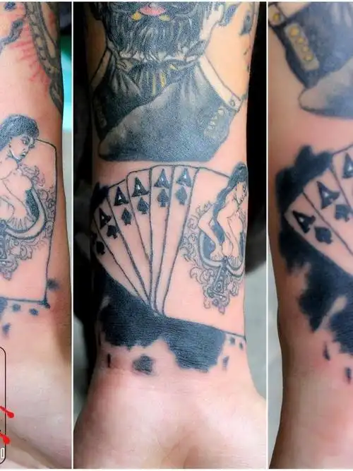 扑克牌_纹身图案手稿图片_张兰的纹身作品集