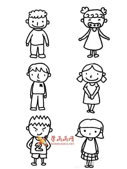 可爱的卡通人物的简笔画素材大全集合__小学生_学画画网_国内最大的