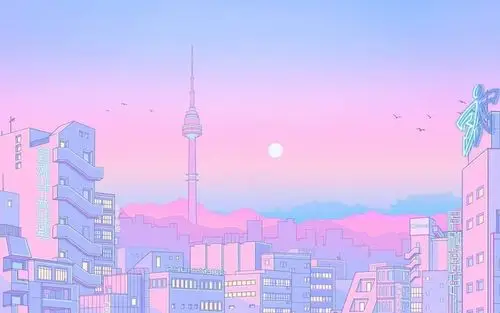 清新紫粉色治愈系电脑桌面壁纸