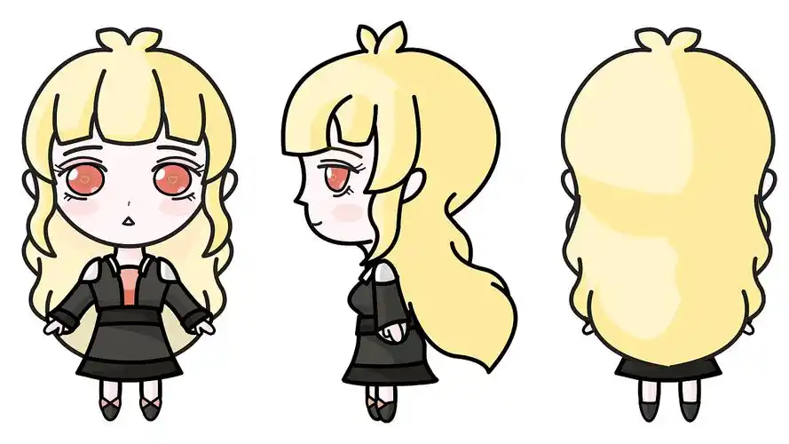 制作一款表情包需要绘制人物三视图,这里只需要绘制正面,背面,侧面