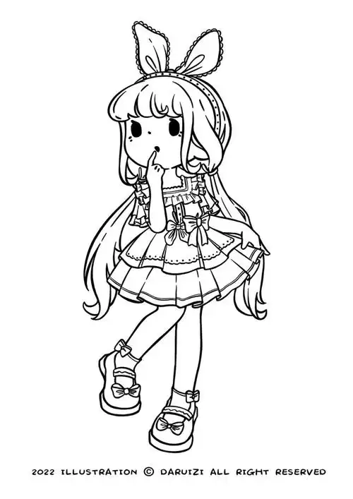 卡通人物速写练习线稿版