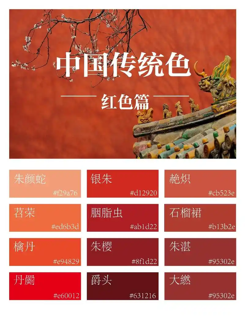 中国传统色之红色系,每个颜色都有属于自己的雅称#中国传统色
