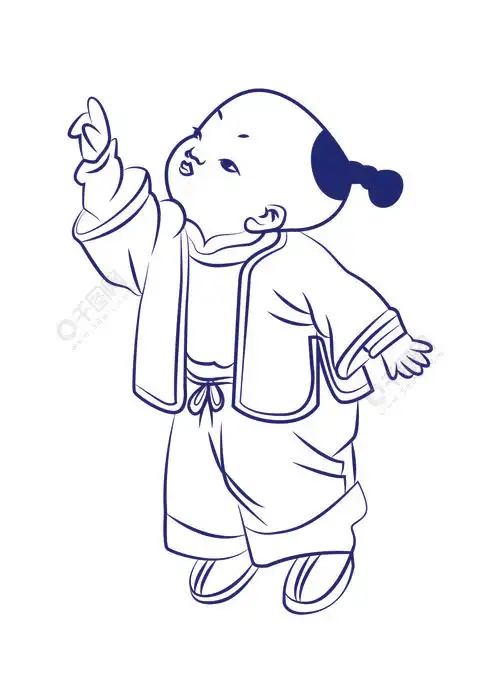 古代线描小孩素材