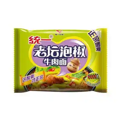 统一100老坛泡椒牛肉面整箱24包方便面袋装快餐速食食品泡面促销