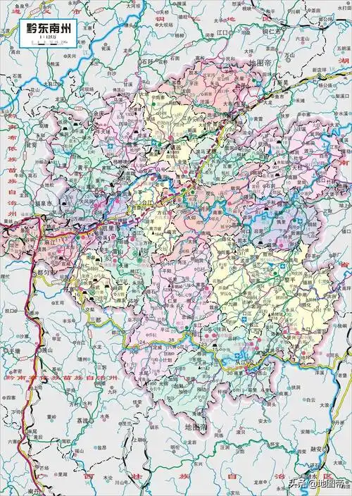 图-黔东南州地图黔南州,位于贵州省南部,南接广西,州府驻地是都匀市.