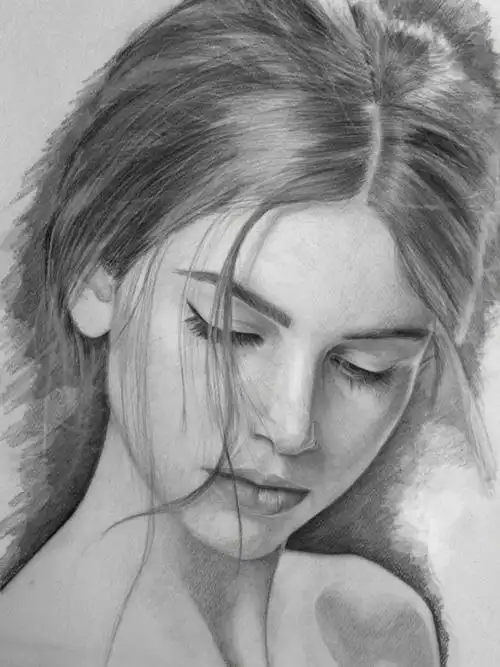 浙理工商业插画考研美女素描人头像