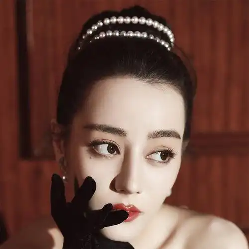 微博之夜迪丽热巴同款发饰长款珍珠头饰盘发发饰