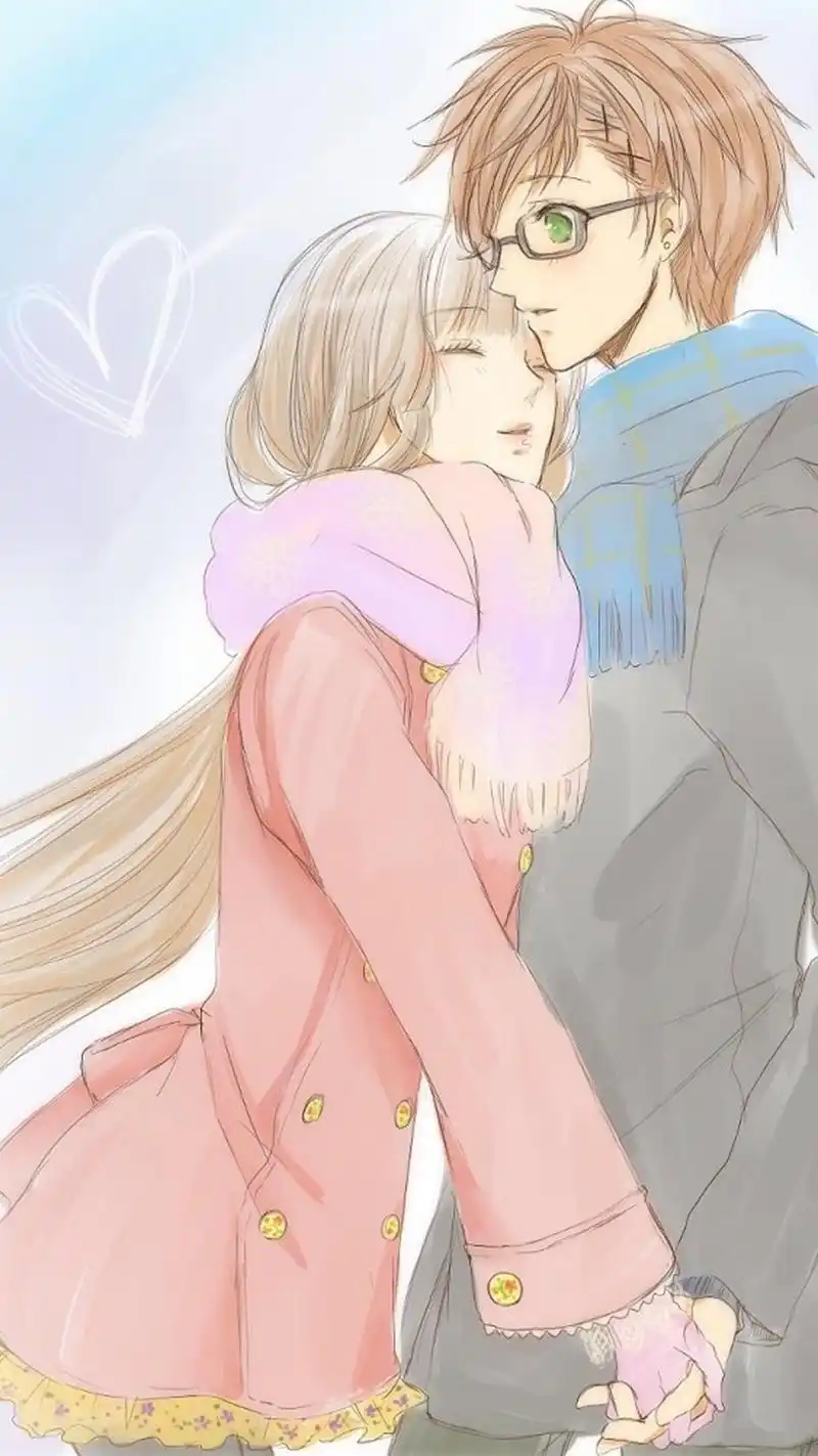 可爱二次元卡通情侣高清手机壁纸