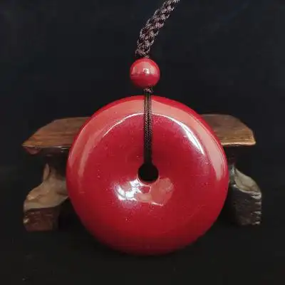 天然朱砂平安扣吊坠女护身符儿童男本命年挂件情侣转运项链辟邪