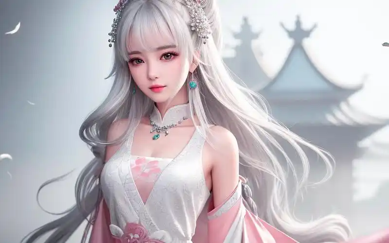 (ai绘画)银发古风美女九十一