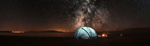 3840x1200 双屏全景夜,帐篷,满天星斗的天空 壁纸, 图片