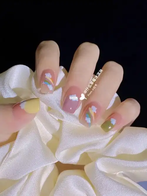 夏日童趣美甲小清新手绘彩虹78