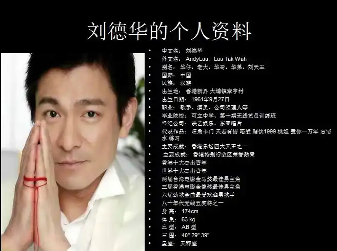 刘德华简介ppt下载