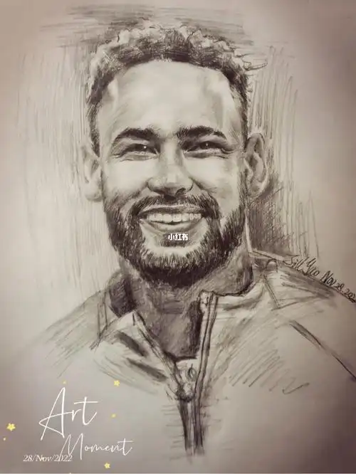 素描头像世界杯足球明星内马尔颜值top