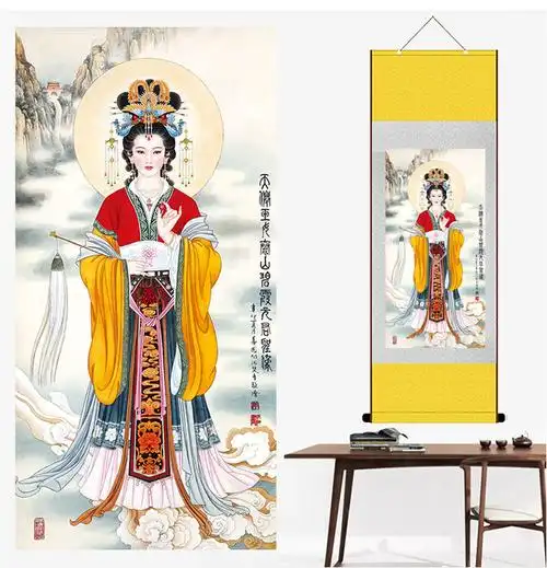 1米x30高清丝绸碧霞元君画像泰山奶奶画像道教画像神仙画像佛画