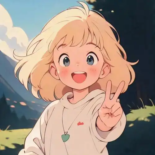 比耶的小女孩头像图片 ai绘画动漫女孩开心的笑比耶女生头像