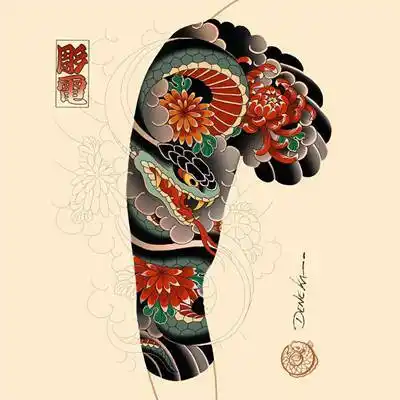 27张整条花臂纹身手稿素材