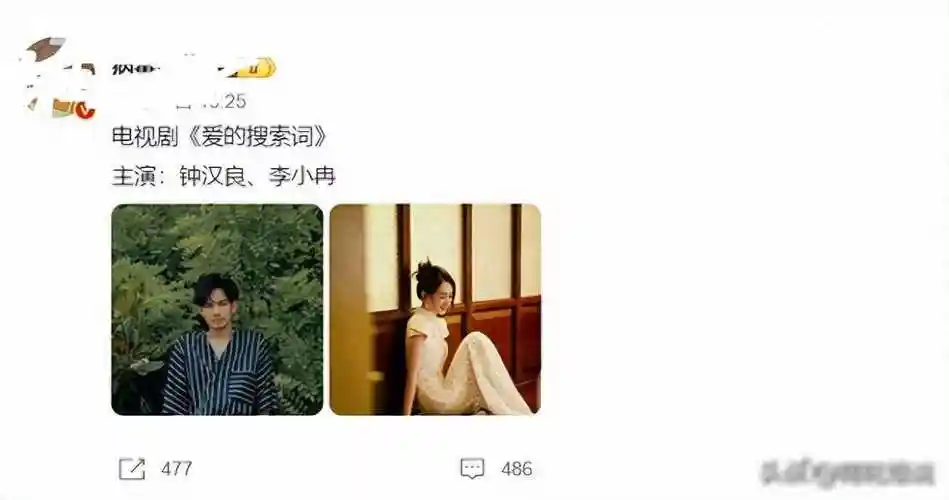 钟汉良李小冉或将合作新剧爱的搜索词网友期待已久
