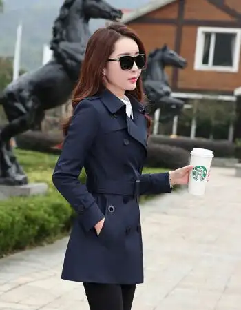 夏尔维纳女士风衣女2018春装新款修身气质淑女装韩版女式秋装中长款