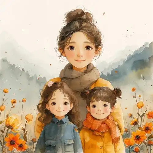 母子头像|妈妈和两个女儿