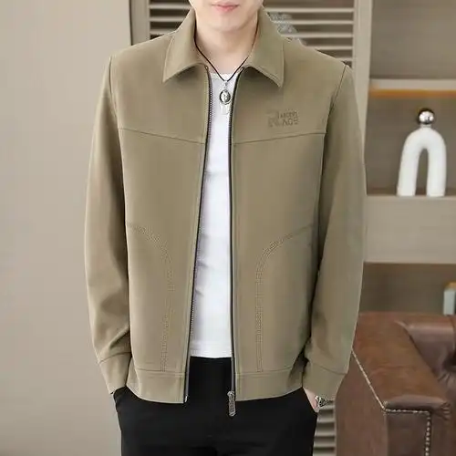 行政夹克干部领导男装外套男春秋季上衣翻领商务休闲纯色男士新款