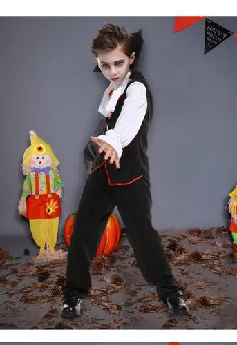 万圣节儿童服装海盗幼儿园男童骷髅吸血鬼衣服cosplay服饰演出服 火焰