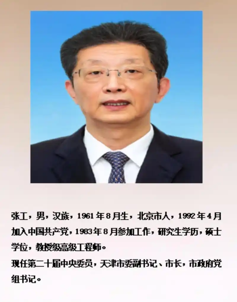 天津市市政府领导—天津市长:张工.天津市政府领导  张工   - 抖音