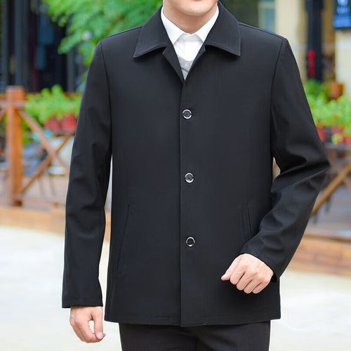 雀悠 中年男装外套带扣款爸爸爸爸春秋外套装老爸60岁中老年人冬季70