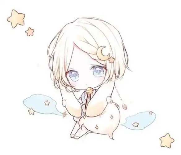 q版动漫人物绘画,线条流畅简洁,琉璃般的大眼睛灵动可爱极了