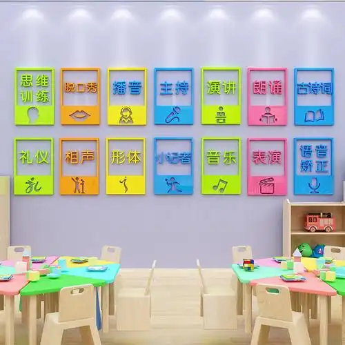 口才教室布置装饰播音小主持人辅导班教育艺术培训机构文化墙贴纸