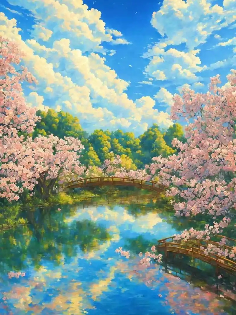 一组日系漫画风格的风景图片