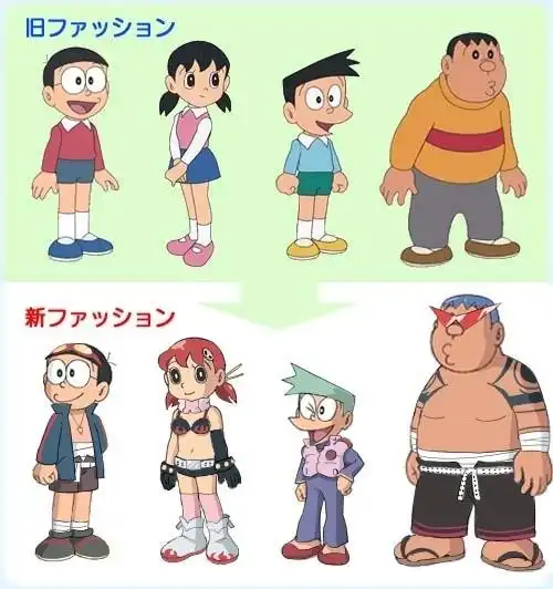 来看新旧版机器猫人物图,小静看上去还不错.