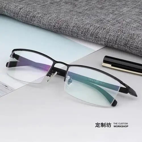 商务超轻钛合金半框眼镜架眉线框可近视方形大框眼镜架