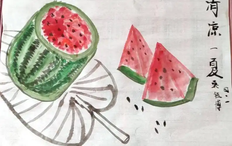 文家中心小学四中队中国画学习之国画西瓜