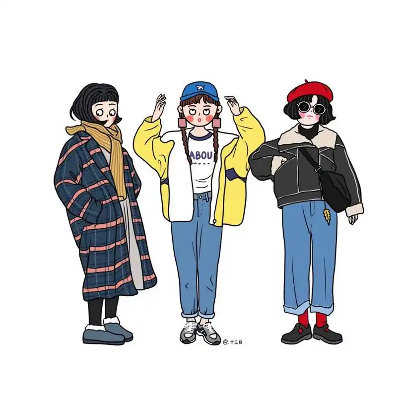 一组女生的冬日穿搭插画集锦 #我是原创插画师# #穿搭# #插画# #冬季
