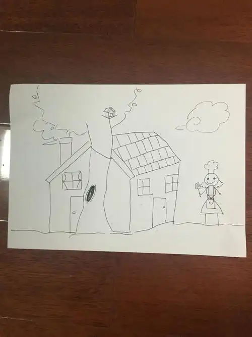 房,树,人,谁能帮忙分析一下下,14岁的小女孩画的,谢谢