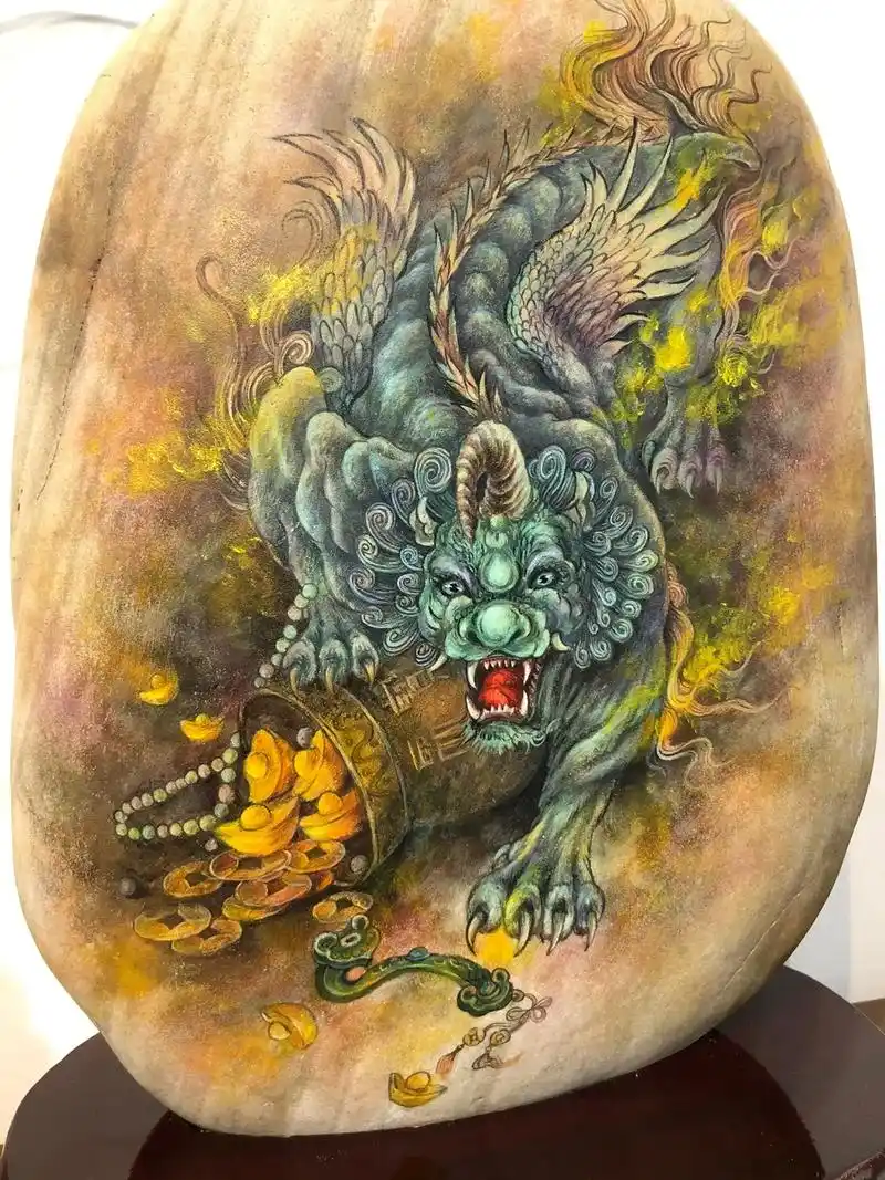貔貅绘画过程图.变废为宝一天天#手绘石头画 #每天分享制作过 - 抖音
