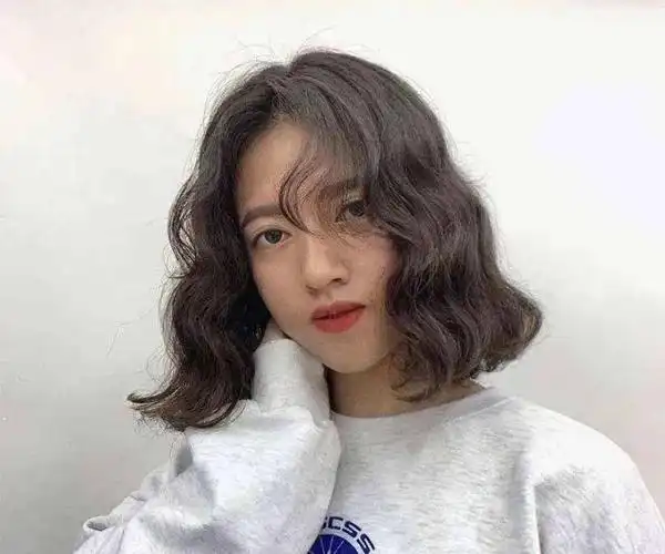 短发甜美时尚菠萝烫卷发型全真发空气刘海片蓬松羊毛卷头套空气女士