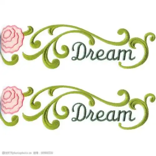 绣花花卉藤蔓文字英文免费素材