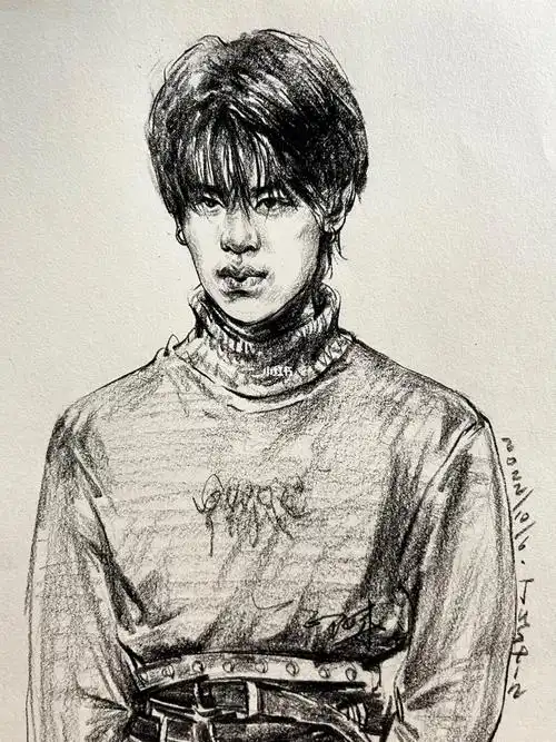 速写小头像#速写人物  #justin黄明昊  #美术生  #小红书创作学院