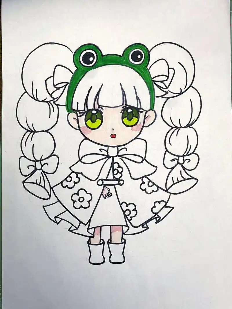 动漫女生 #卡通画# #马克笔# #儿童画# #动漫# #动漫女生# #二头身