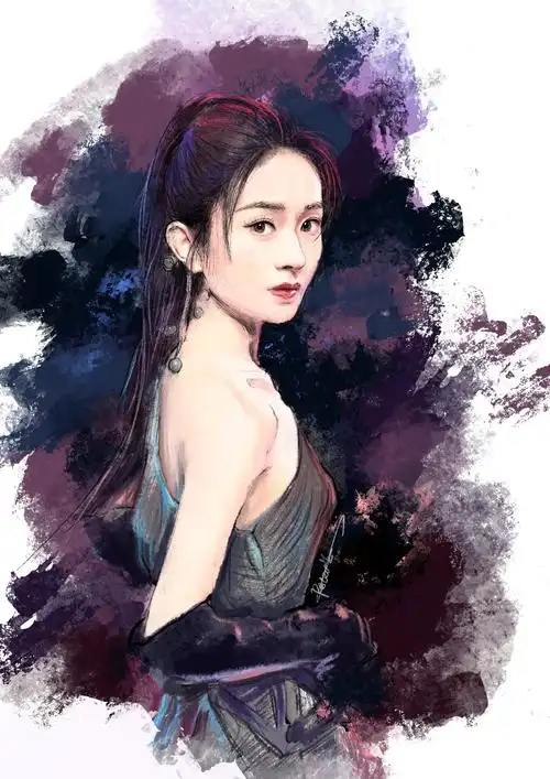 手绘 素描 水彩 明星 赵丽颖 寻龙传说 新画风 上色版