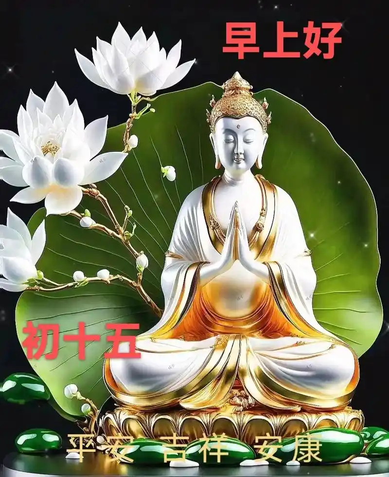 阿弥陀佛早晨今天十五吉祥如意吉祥如意早安观音赐福保佑平安健康今天