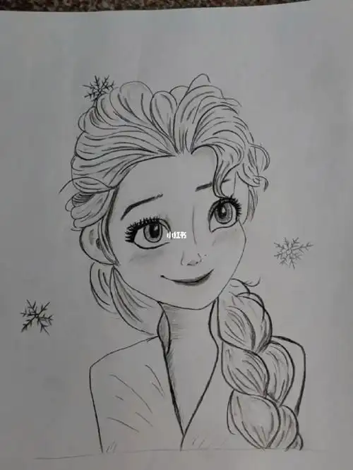 128铅笔画爱莎公主临摹控笔零基础画画