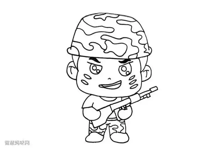 儿童简笔画小士兵