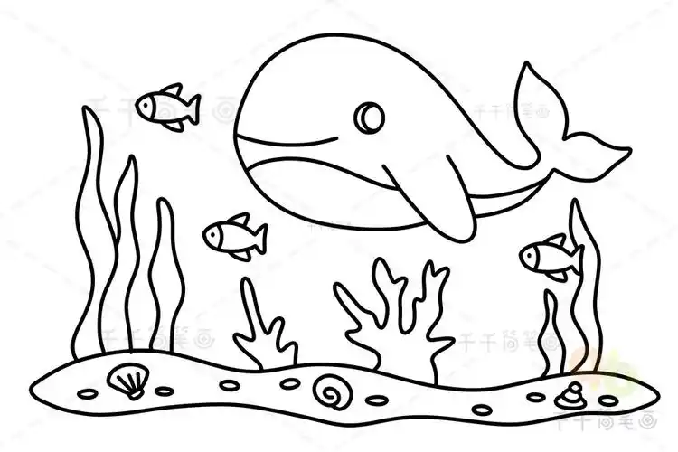 涂色画打印大图奇妙的海底世界涂色画