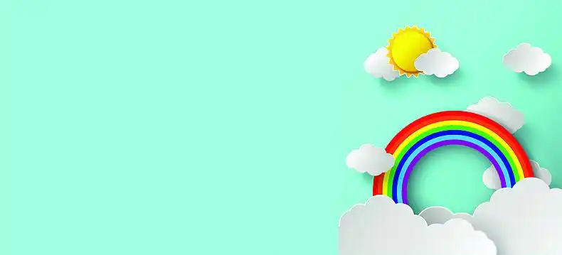 卡通天气插画banneraijpg小清新彩虹女孩粉色h5背景psdjpg卡通房子