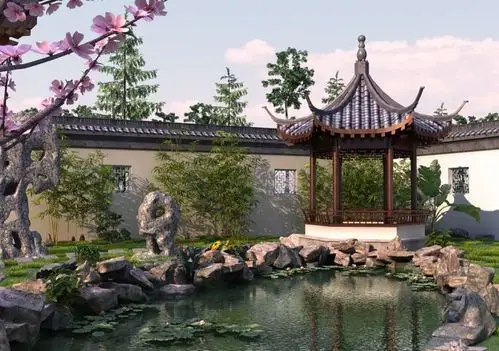 古建公园特写写实场景-水池_dengtongshan作品_场景古代场景_cg模型网